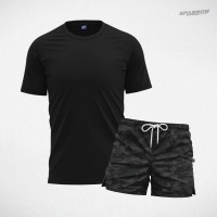 Premium T-shirt and Patterned Swim Shorts – Men’s