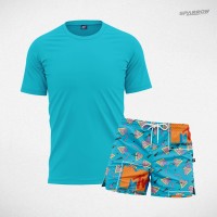 Premium T-shirt and Patterned Swim Shorts – Men’s