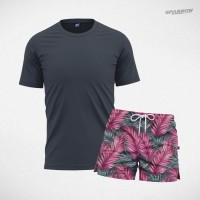 Premium T-shirt and Patterned Swim Shorts – Men’s