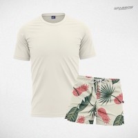 Premium T-shirt and Patterned Swim Shorts – Men’s