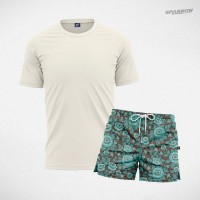 Premium T-shirt and Patterned Swim Shorts – Men’s