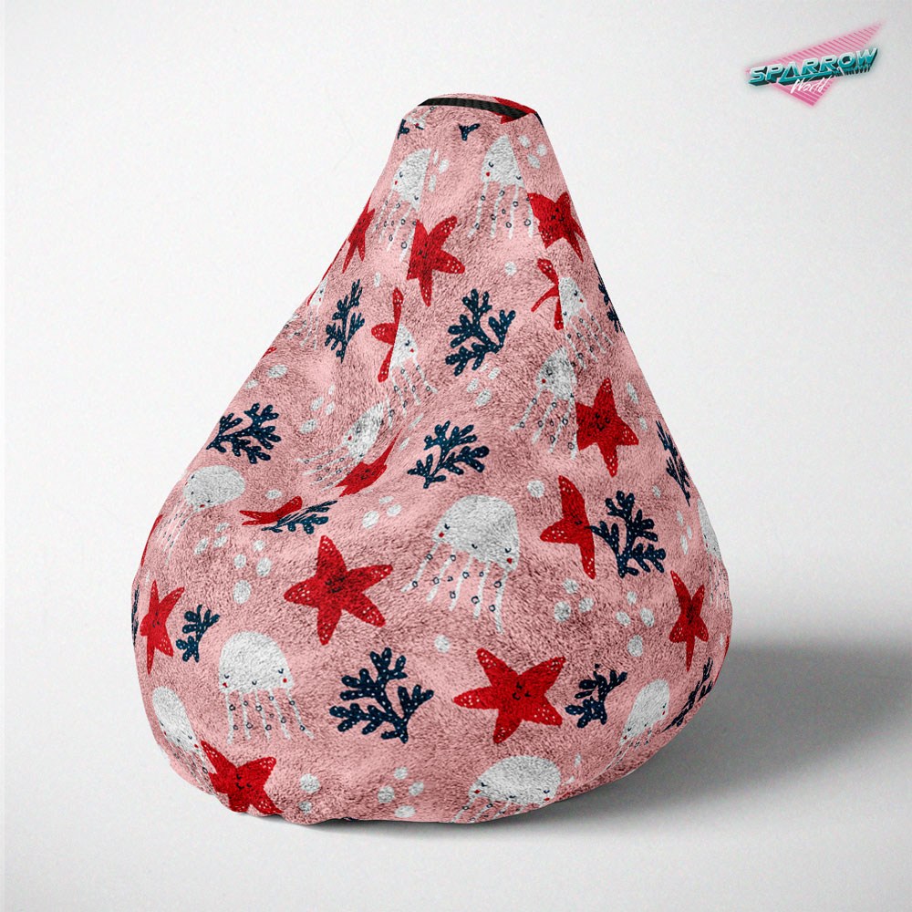 Lazy Bag jumbo - printed plush, Fluffy