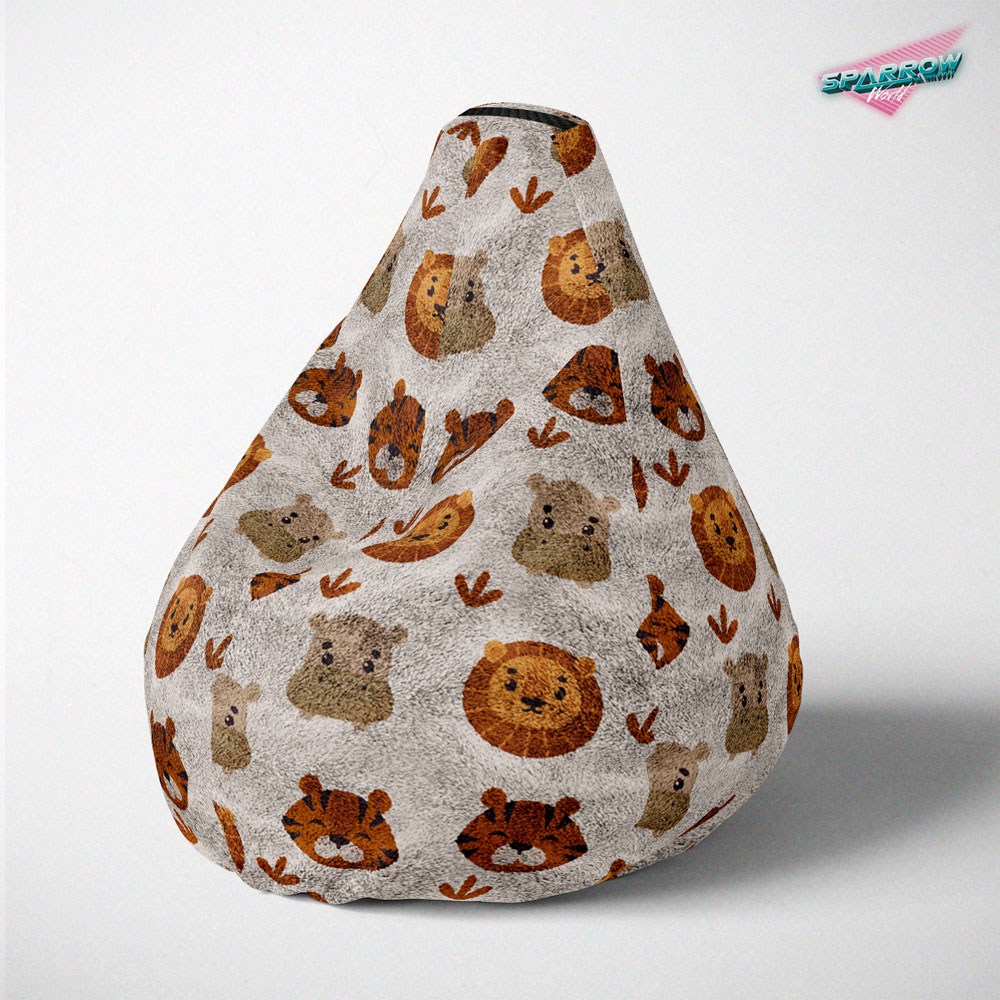 Lazy Bag jumbo - printed plush, Fluffy